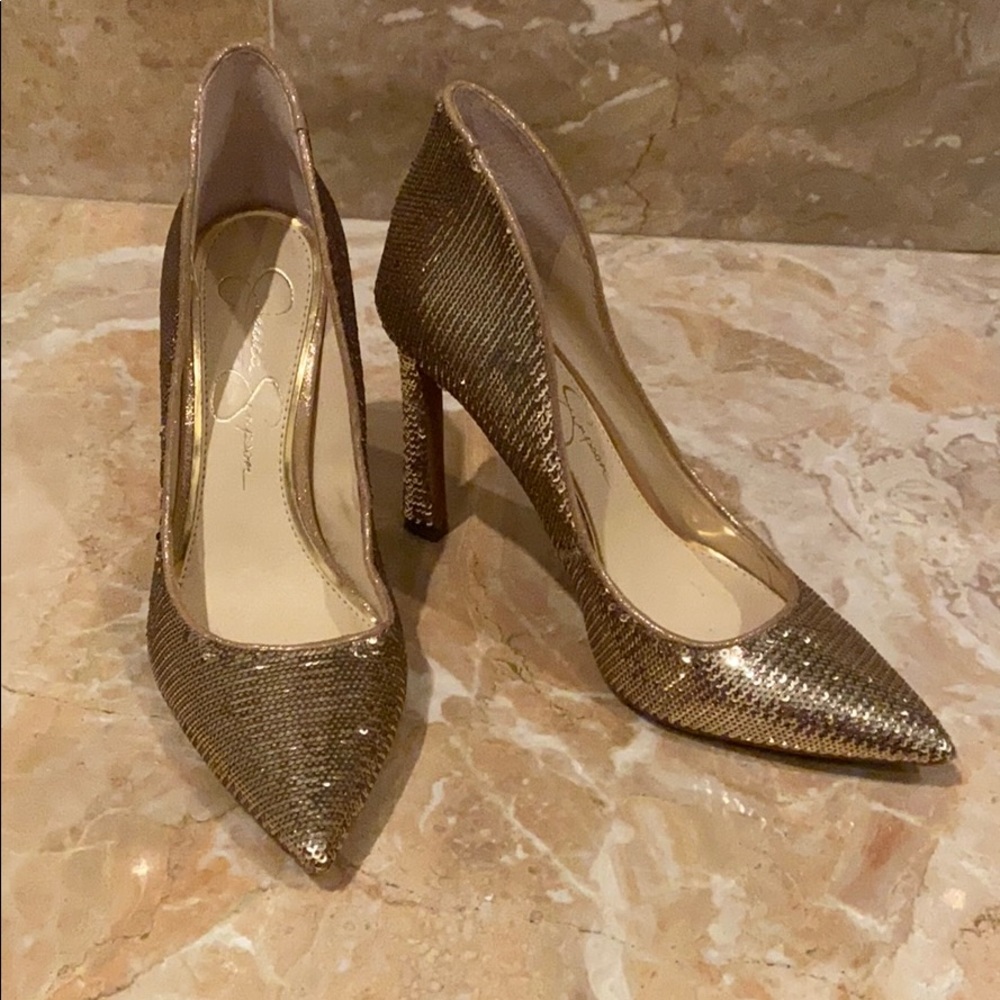 Gold Sequin Pumps